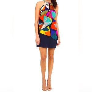 Trina Turk 100% Silk Roe Halter Colorful Vacation Abstract Print Mini Dress 4